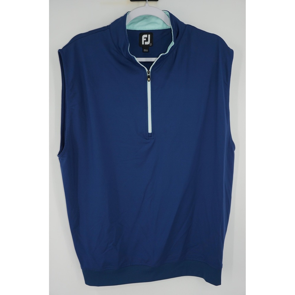 FootJoy‎ Sweater Vest Mens Large Blue 1/4 Zip Golf Pullover No Embroidery